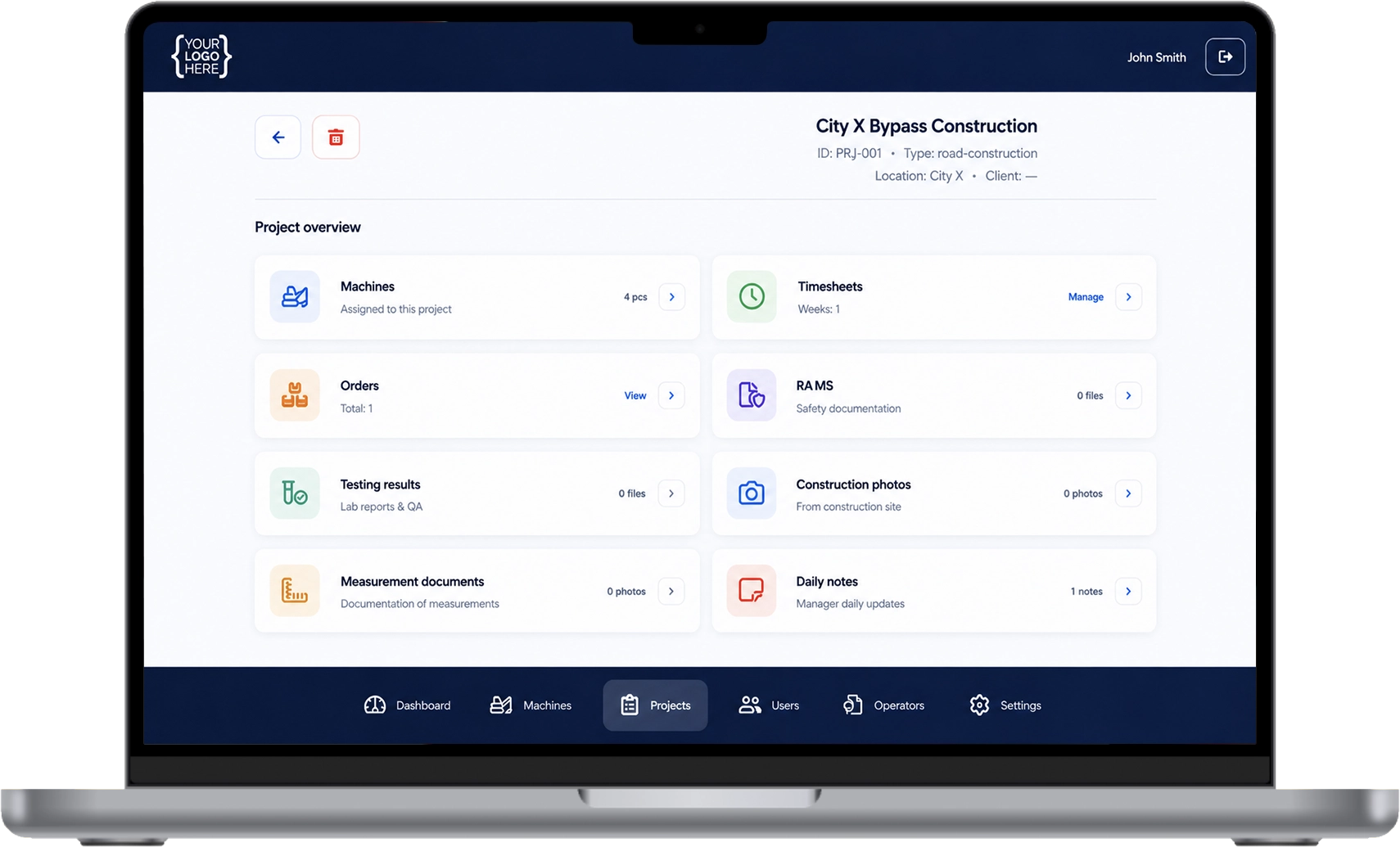 Plant management software dashboard