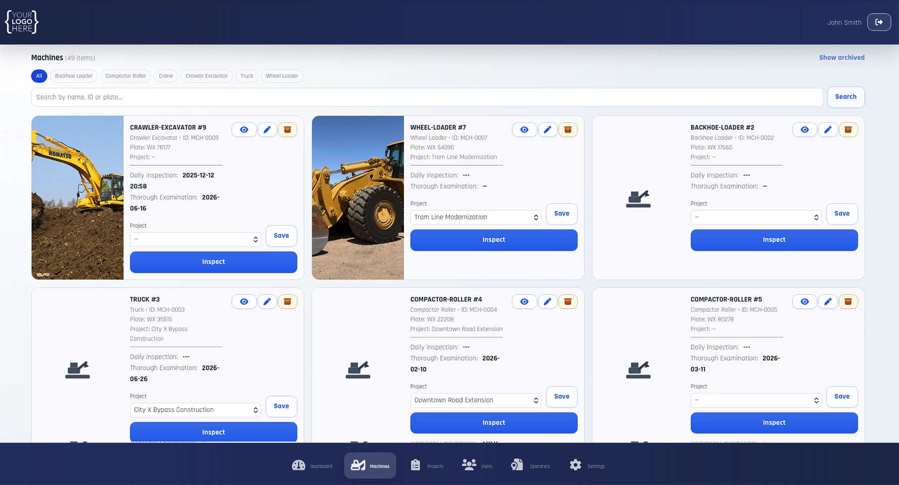 Plant Inspector project dashboard screenshot